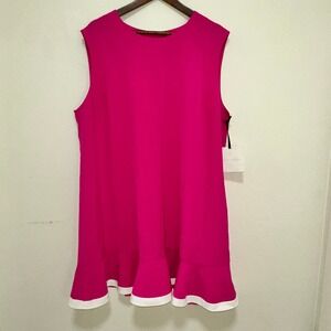 Victoria Beckham for Target Shift Dress Womens 2X Fuchsia Pink NEW Ruffle Hem
